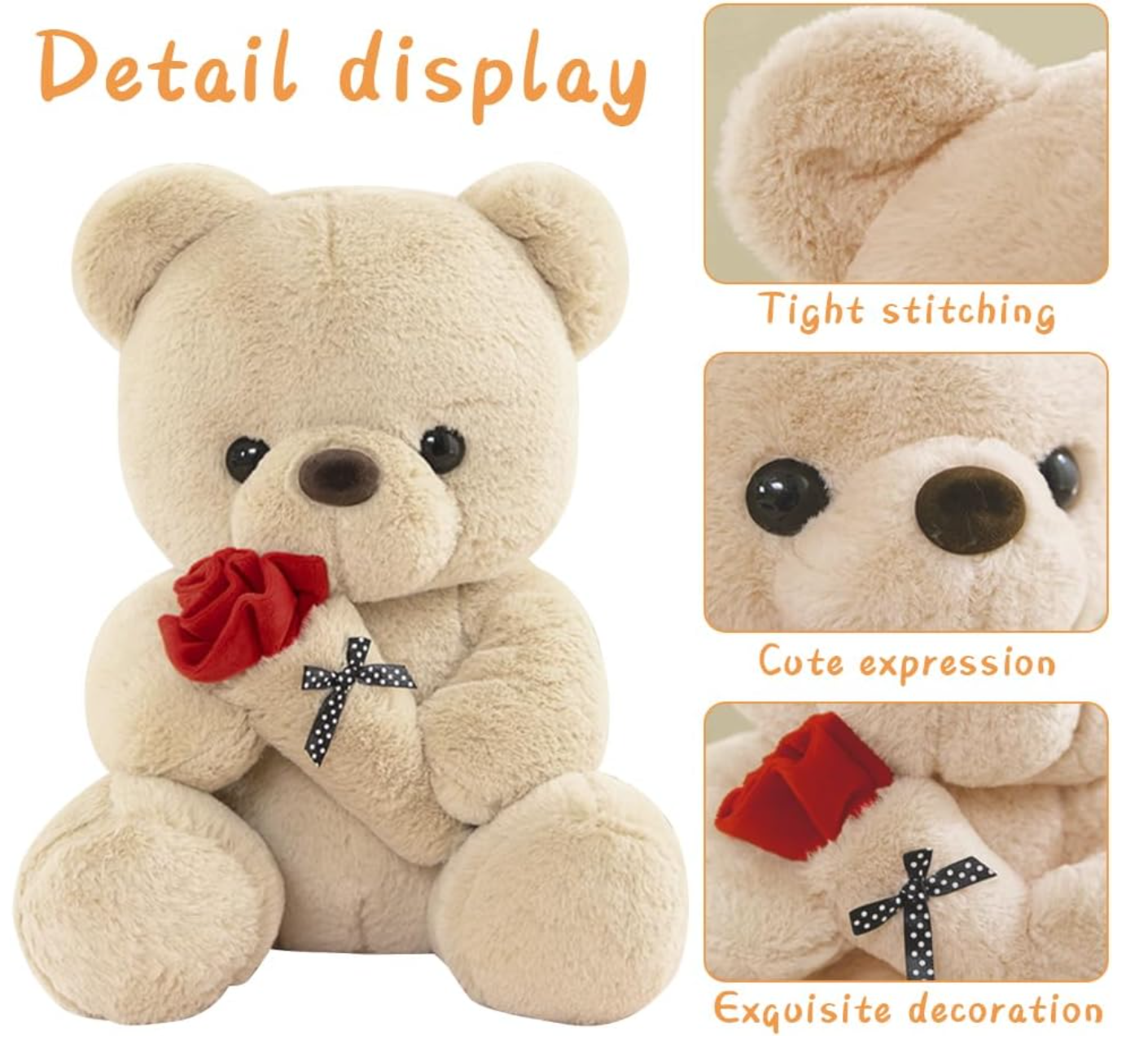 Brown Bear Plush with Charming Red Rose